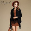 Winter Black Casual Loose Shawl Collar Knitted Wholesale Wool Poncho